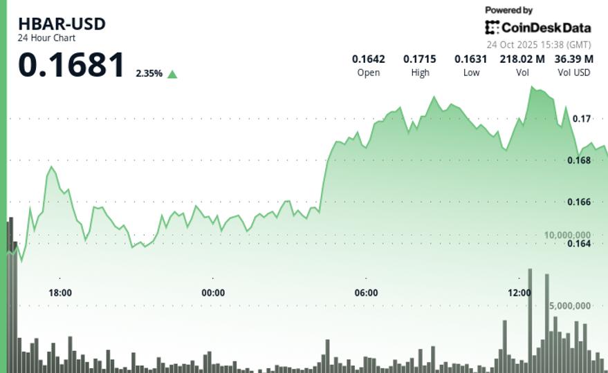 HBAR Falls 1.7% to $0.170 as Support Level Weakens