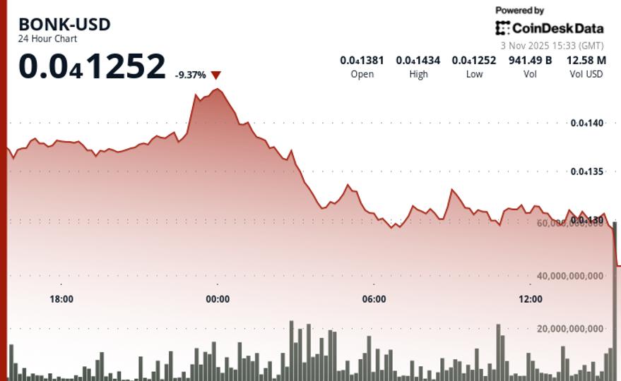 BONK Price Drops Below Support Level Amid 46% Increase in Volume