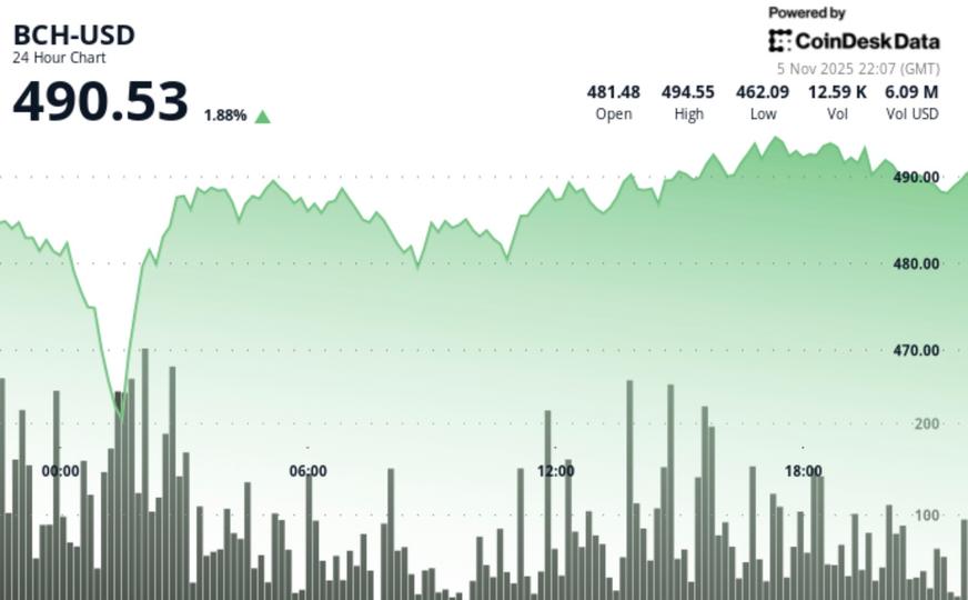 BCH Soars to $491.80 After Breaking Through $487 Resistance