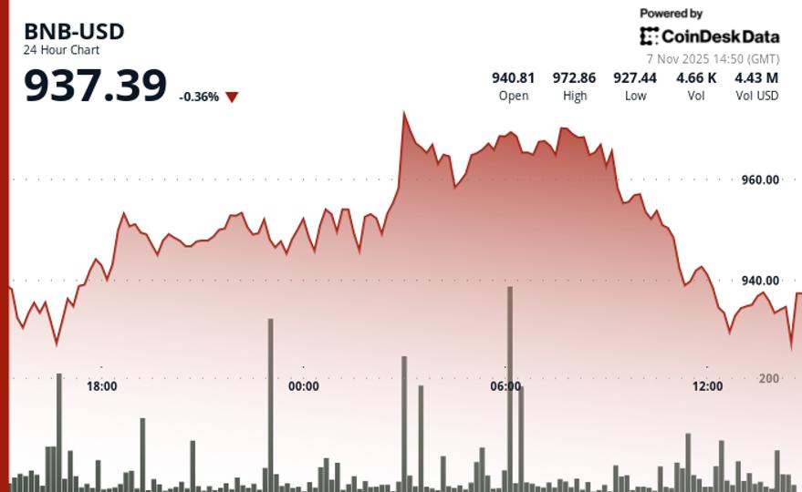 BNB Falls to Critical Support Zone Over $930 as Markets Respond to Liquidity Strains